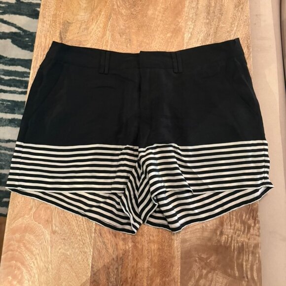 Joie Bismark Silk Voile Striped Shorts in Caviar Black and White Stripe Size XS - Picture 2 of 8